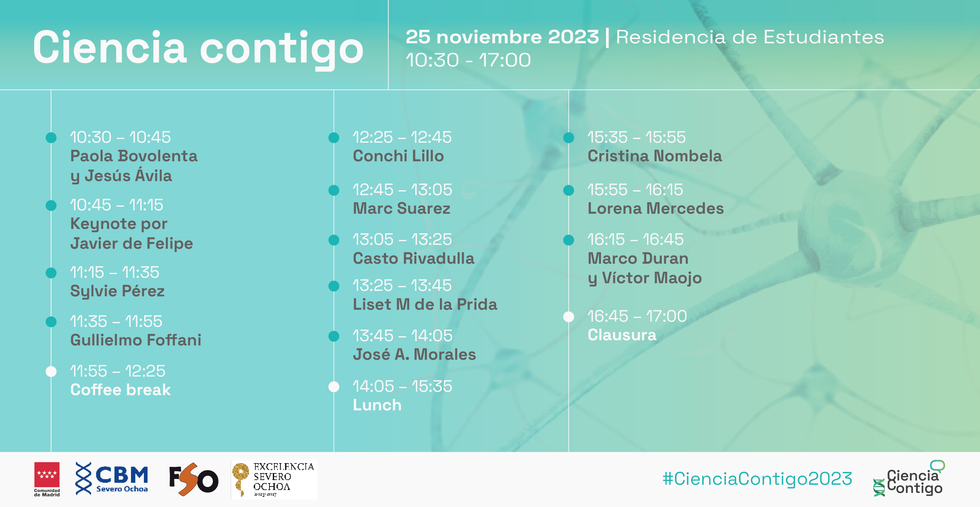 Programa del evento Ciencia Contigo 2023